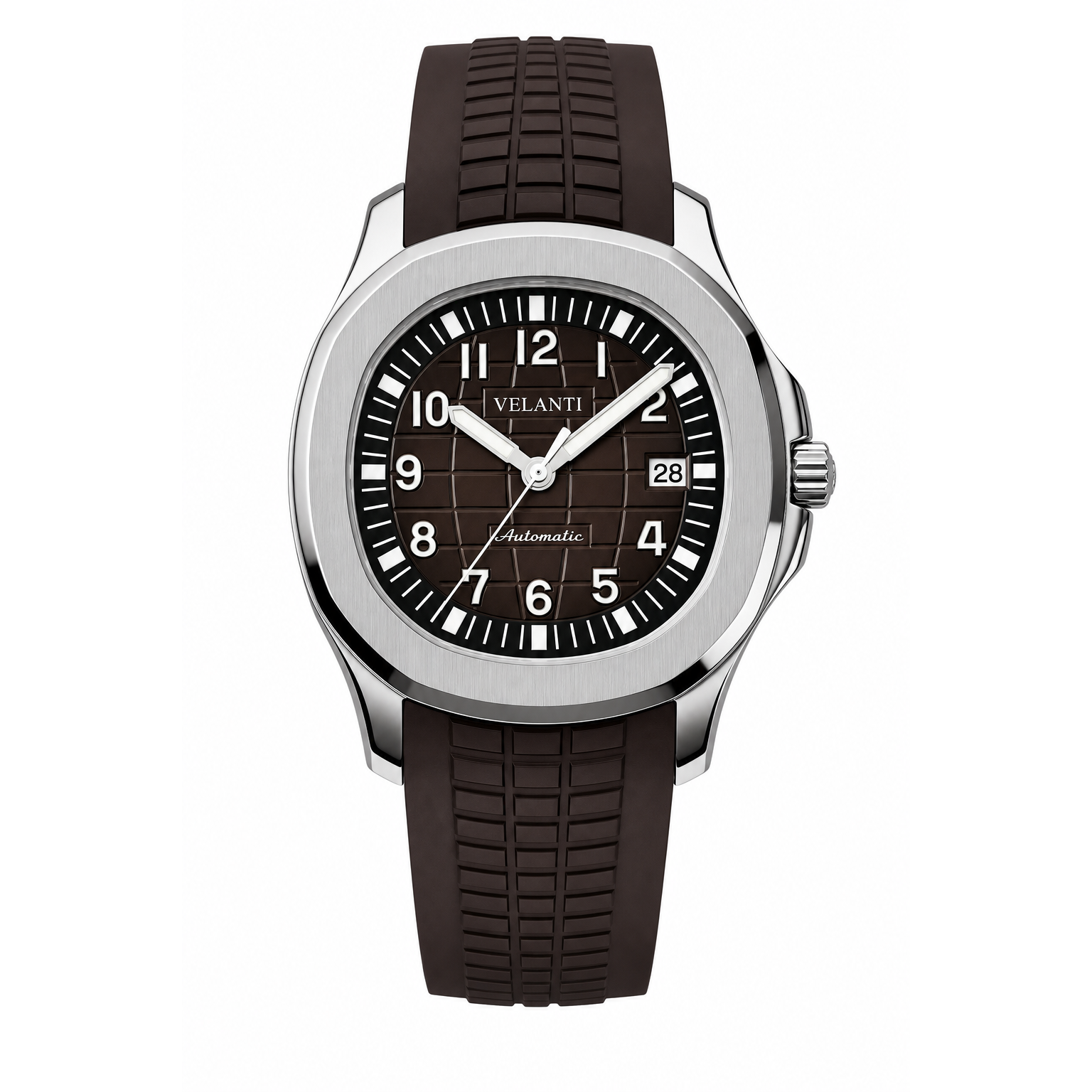 Aquanaut-style automatic watch, Velanti Milano Velnaut Brown, main product photo
