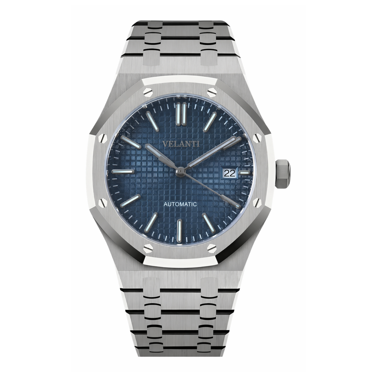 Royal Oak-style automatic watch, Velanti Milano Royal Veloak Blue, main product photo