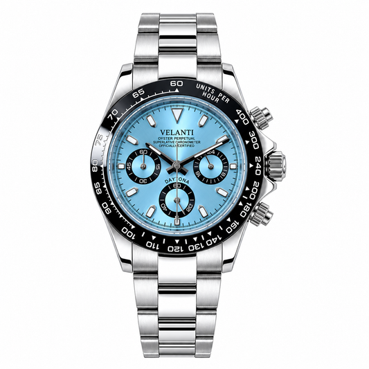 Daytona-style chronograph watch, Velanti Milano Veltona Ice Blue, main product photo
