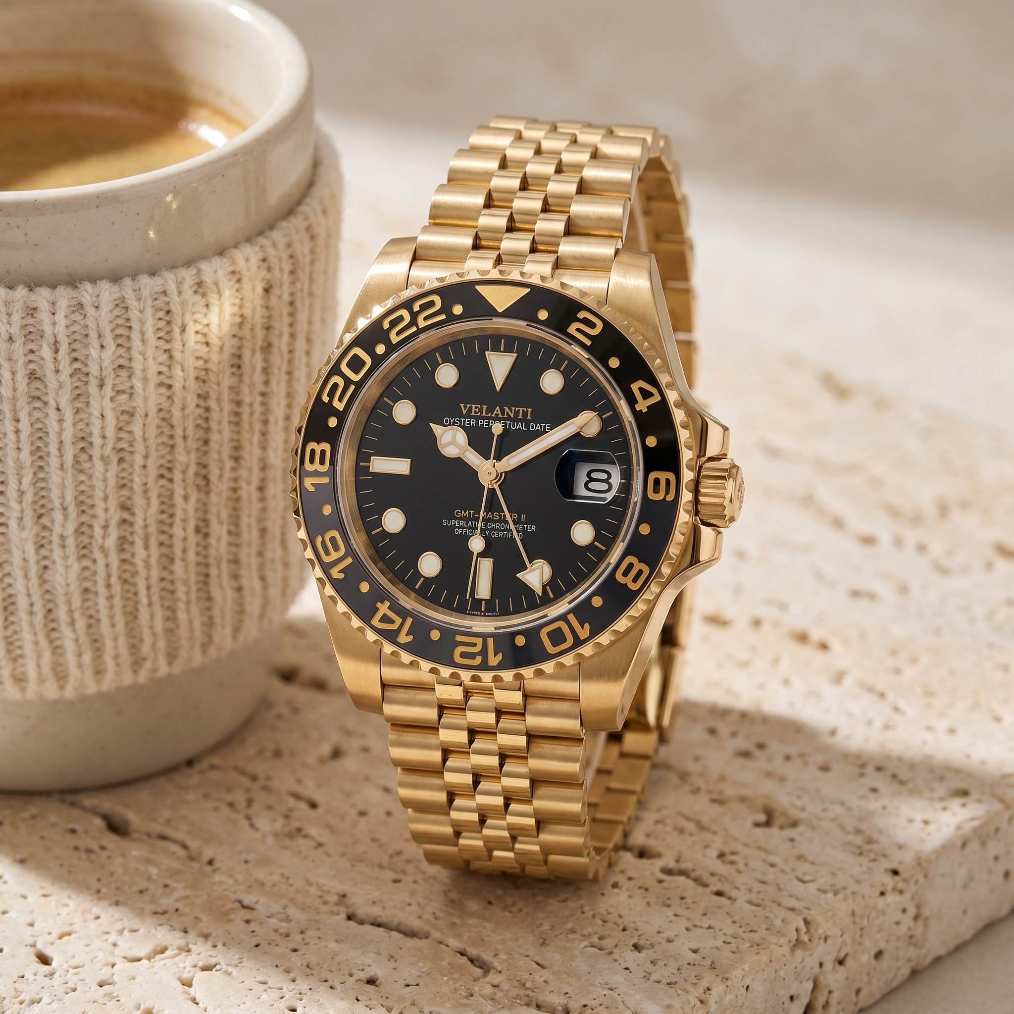 GMT-style automatic watch, Velanti Milano Gmtvel Gold, product photo 3