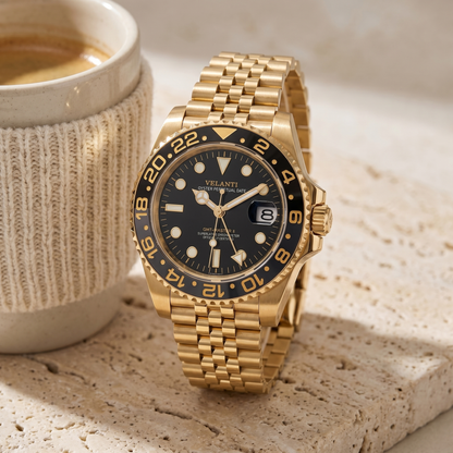 GMT-style automatic watch, Velanti Milano GMTvel Gold, product photo 3