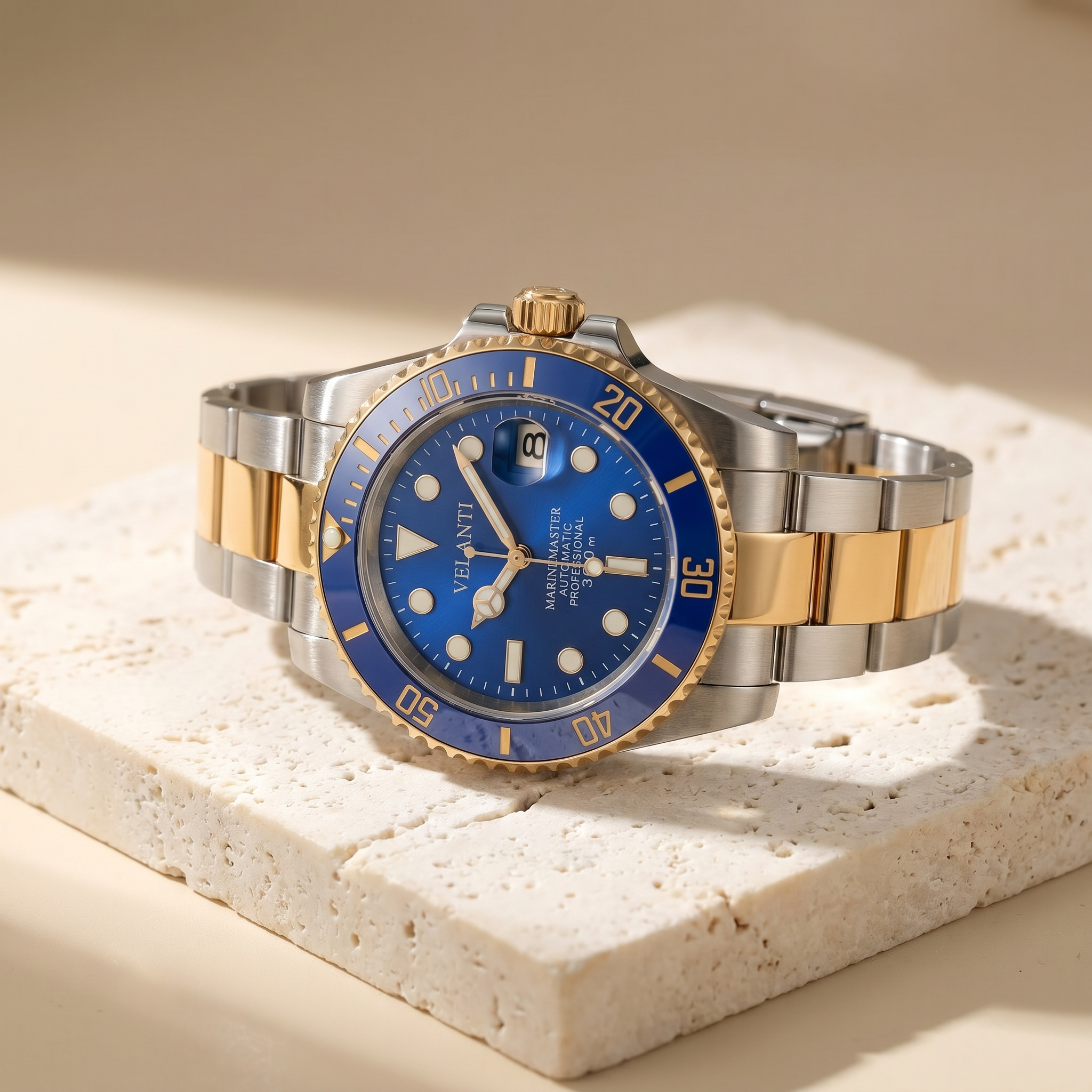 Submariner-style automatic watch, Velanti Milano Velmariner Blue (Two Tones), product photo 2