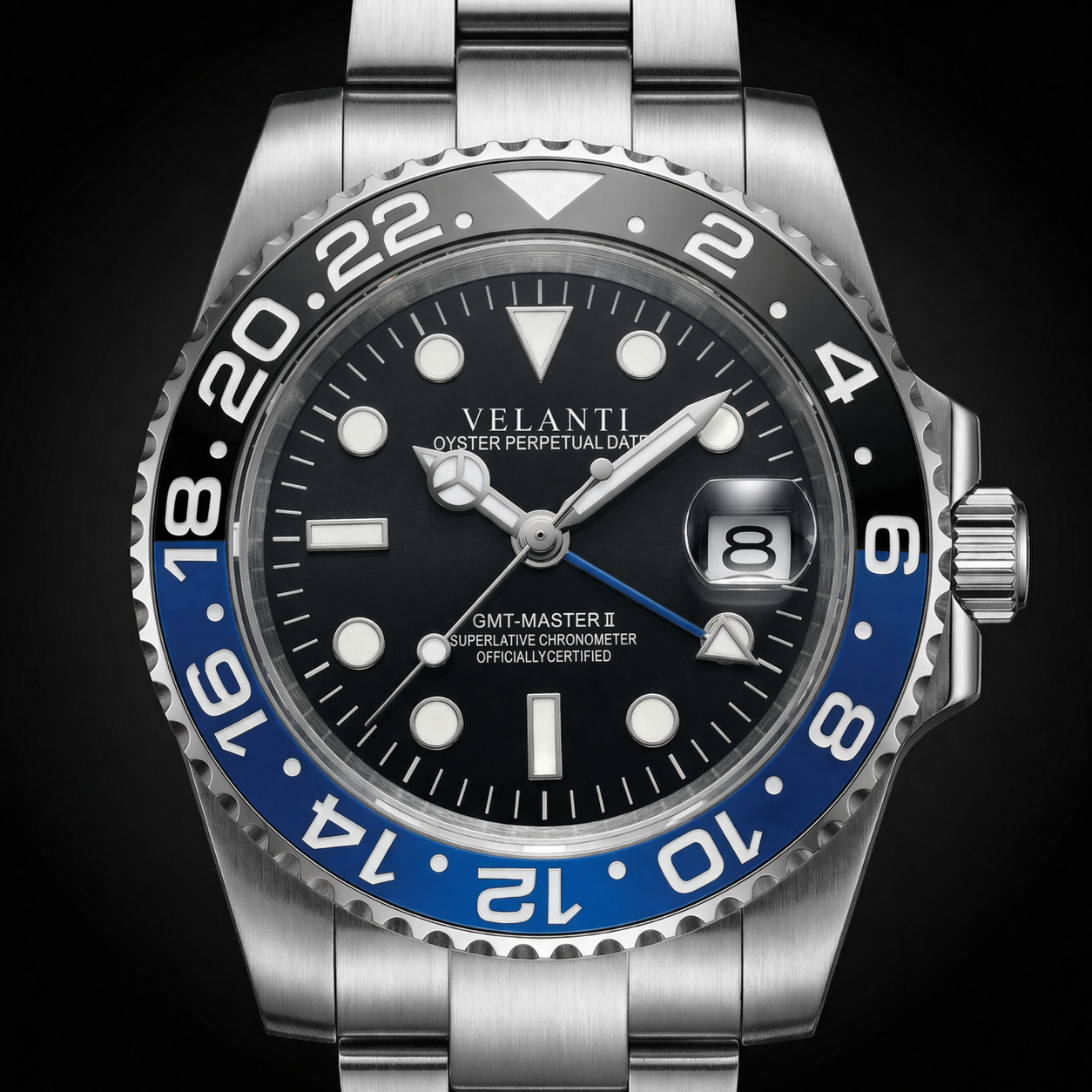GMT-style automatic watch, Velanti Milano Gmtvel Batman, product photo 4
