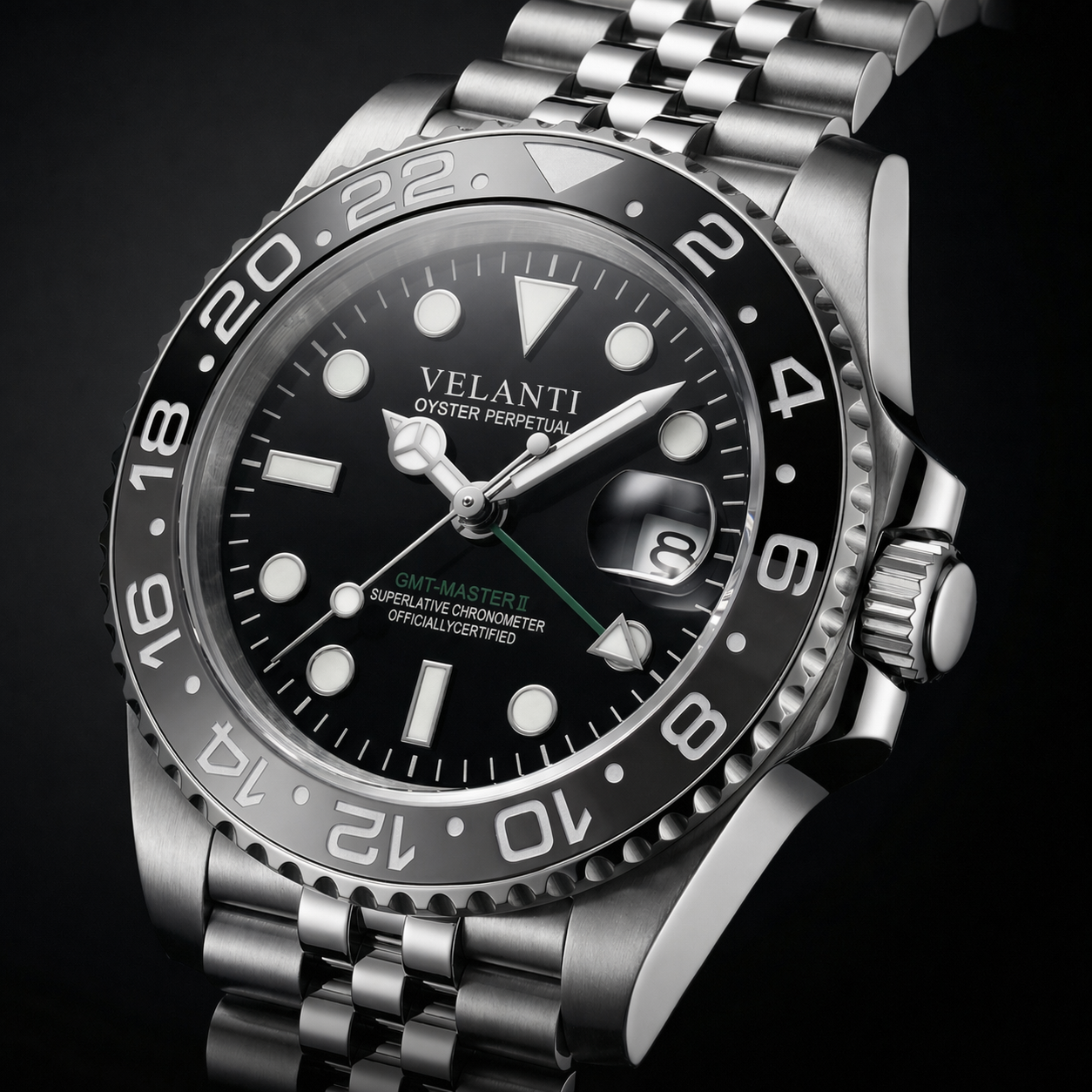 GMT-style automatic watch, Velanti Milano Gmtvel Bruce Wayne, product photo 5