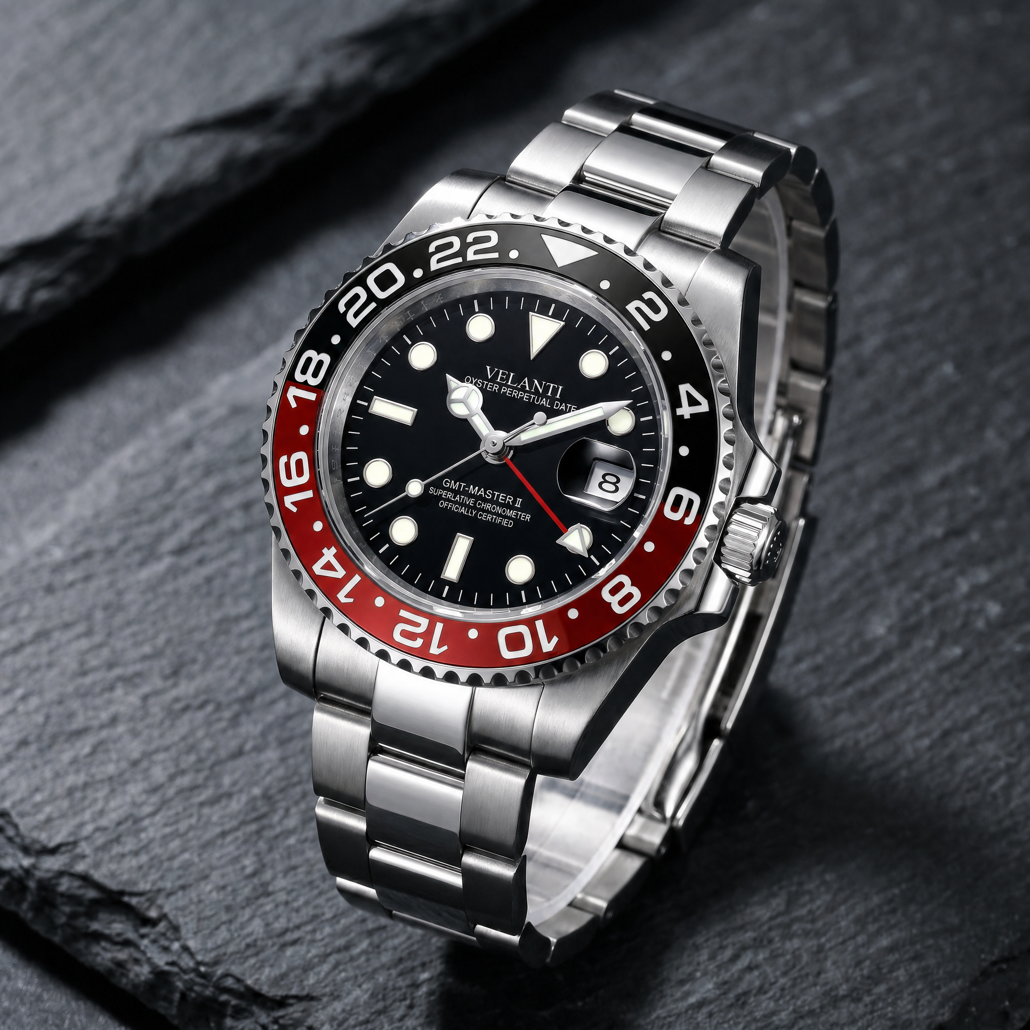 GMT-style automatic watch, Velanti Milano Gmtvel Coke, bracelet detail photo