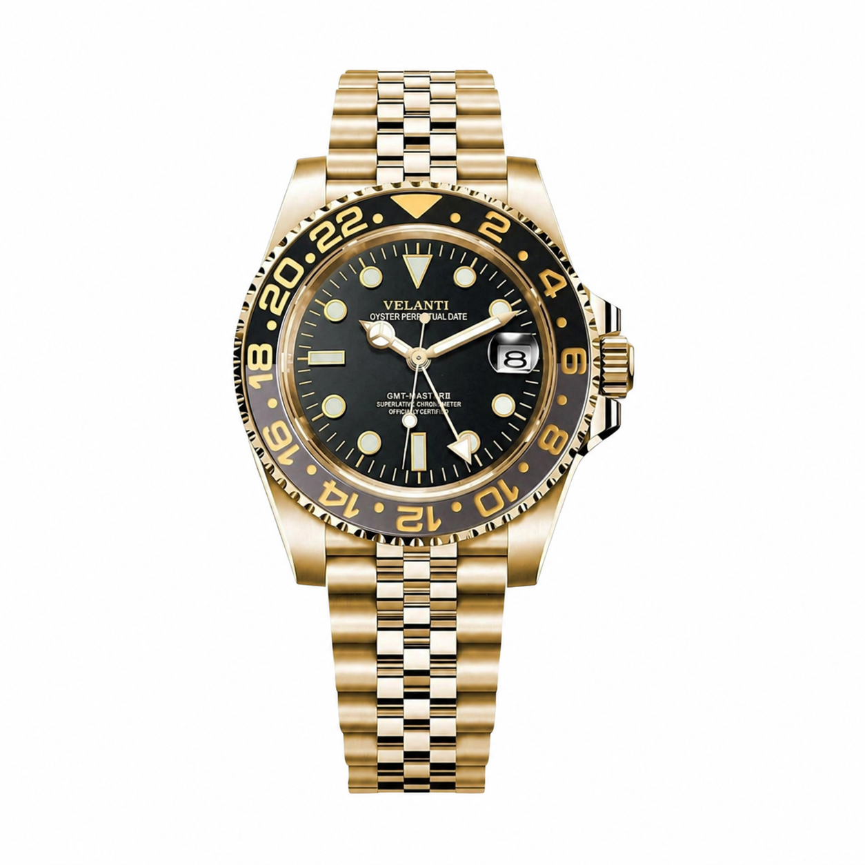 GMT-style automatic watch, Velanti Milano Gmtvel Gold, main product photo