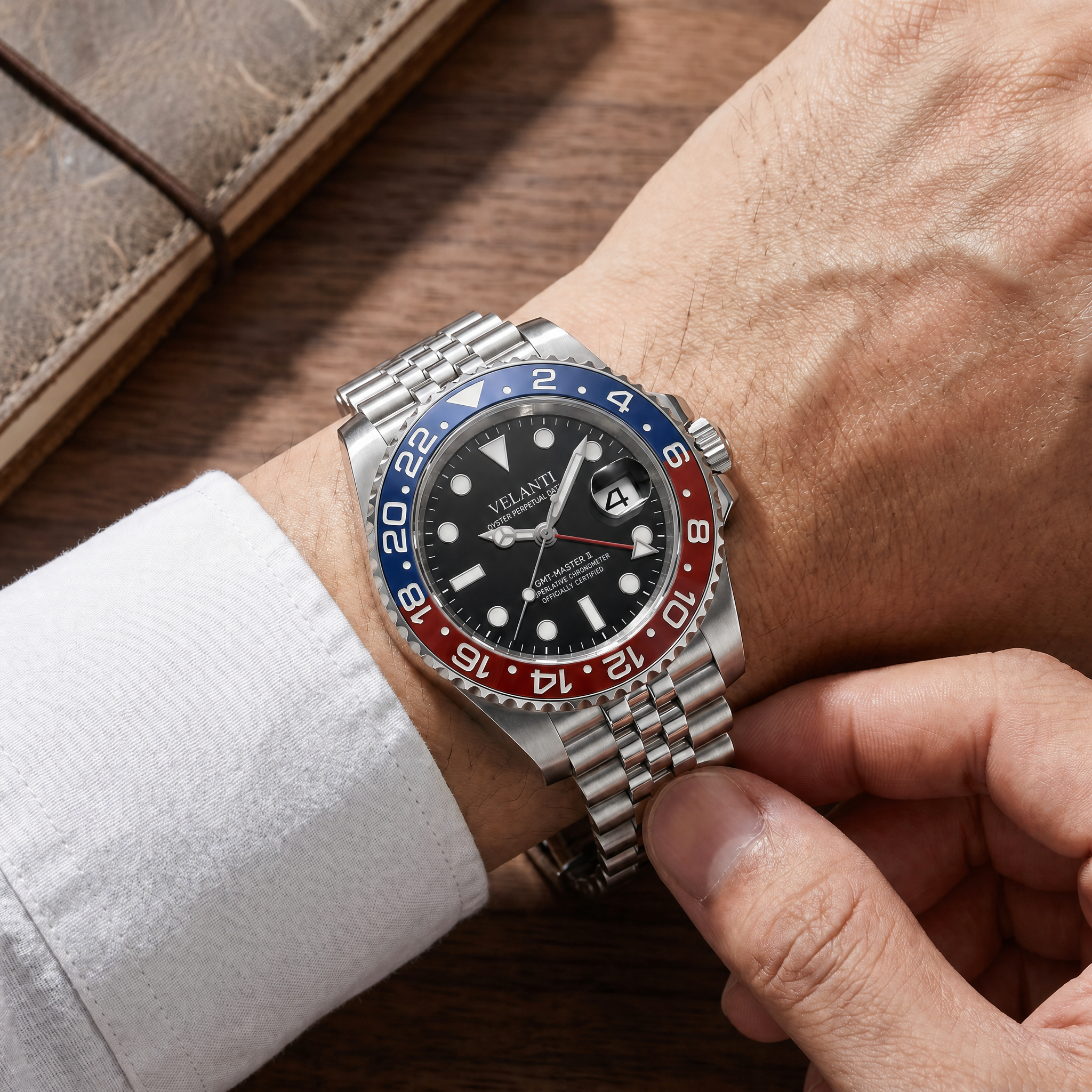 GMT-style automatic watch, Velanti Milano Gmtvel Pepsi worn on wrist photo 4