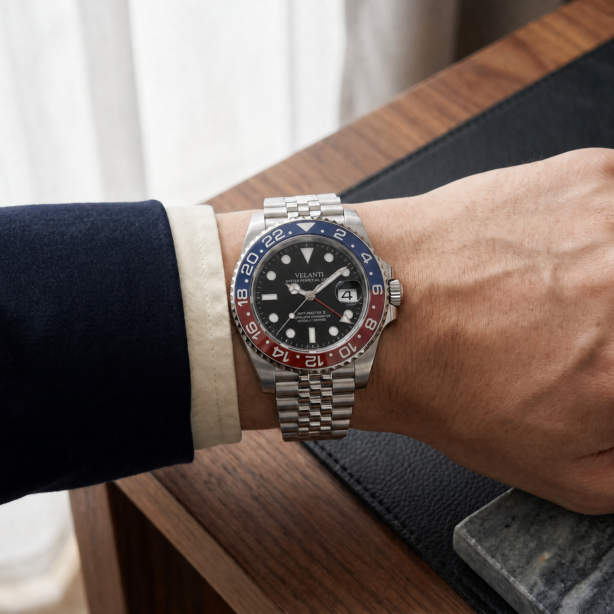 GMT-style automatic watch, Velanti Milano Gmtvel Pepsi worn on wrist photo 7