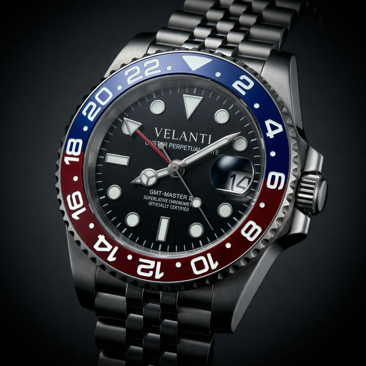 GMT-style automatic watch, Velanti Milano Gmtvel Pepsi, product photo 5