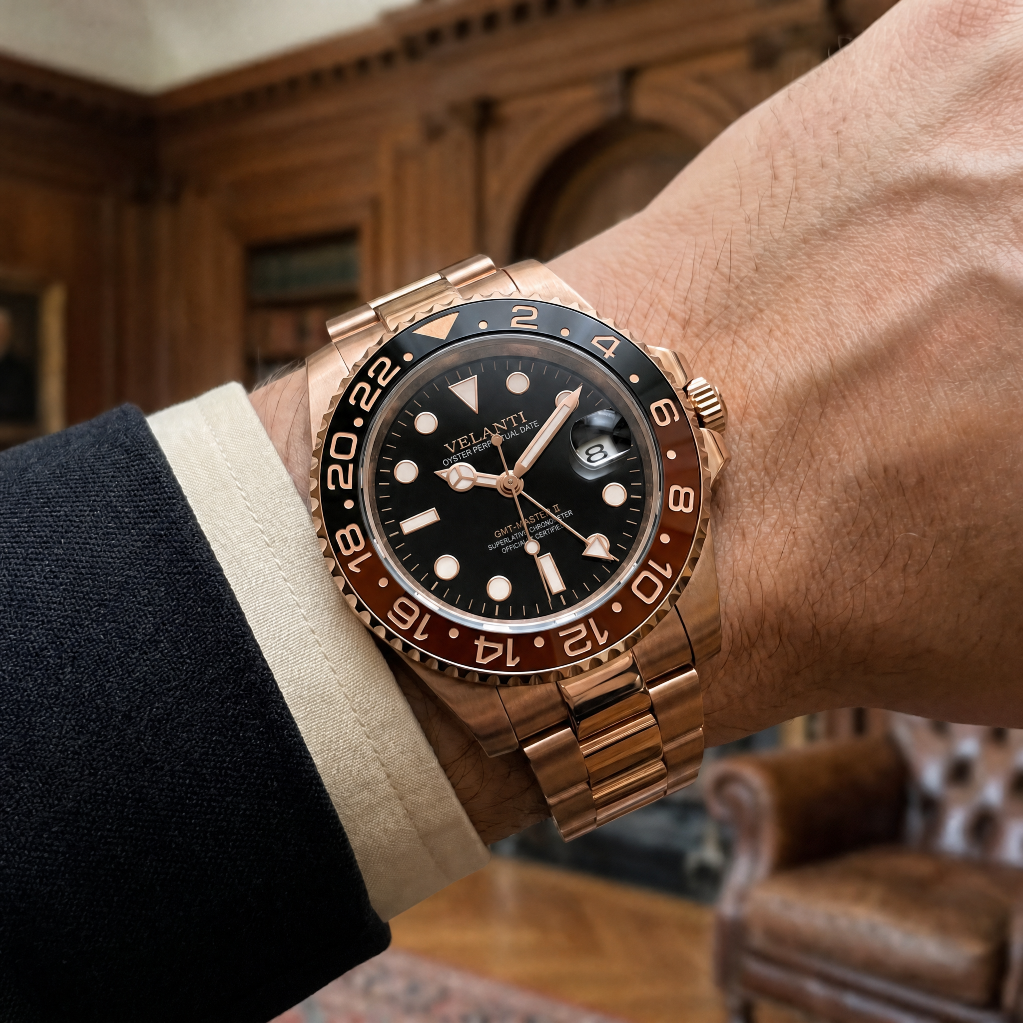 GMT-style automatic watch, Velanti Milano Gmtvel Rootbeer, product photo 4