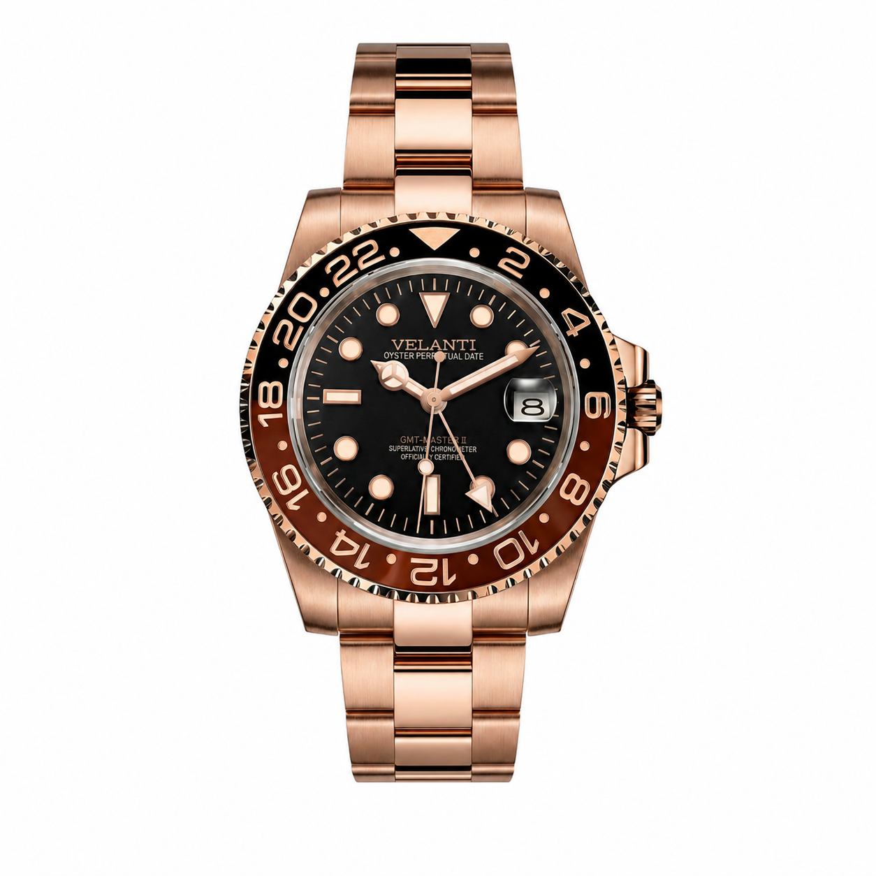 GMT-style automatic watch, Velanti Milano Gmtvel Rootbeer, main product photo