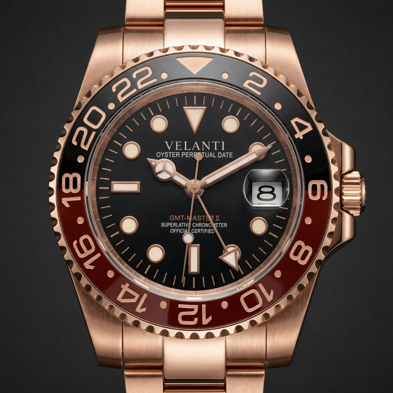 GMT-style automatic watch, Velanti Milano Gmtvel Rootbeer, product photo 3