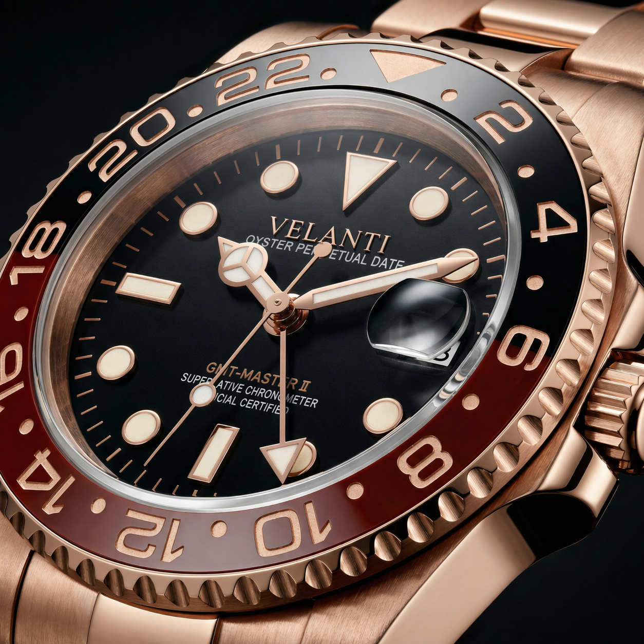 GMT-style automatic watch, Velanti Milano Gmtvel Rootbeer, product photo 6