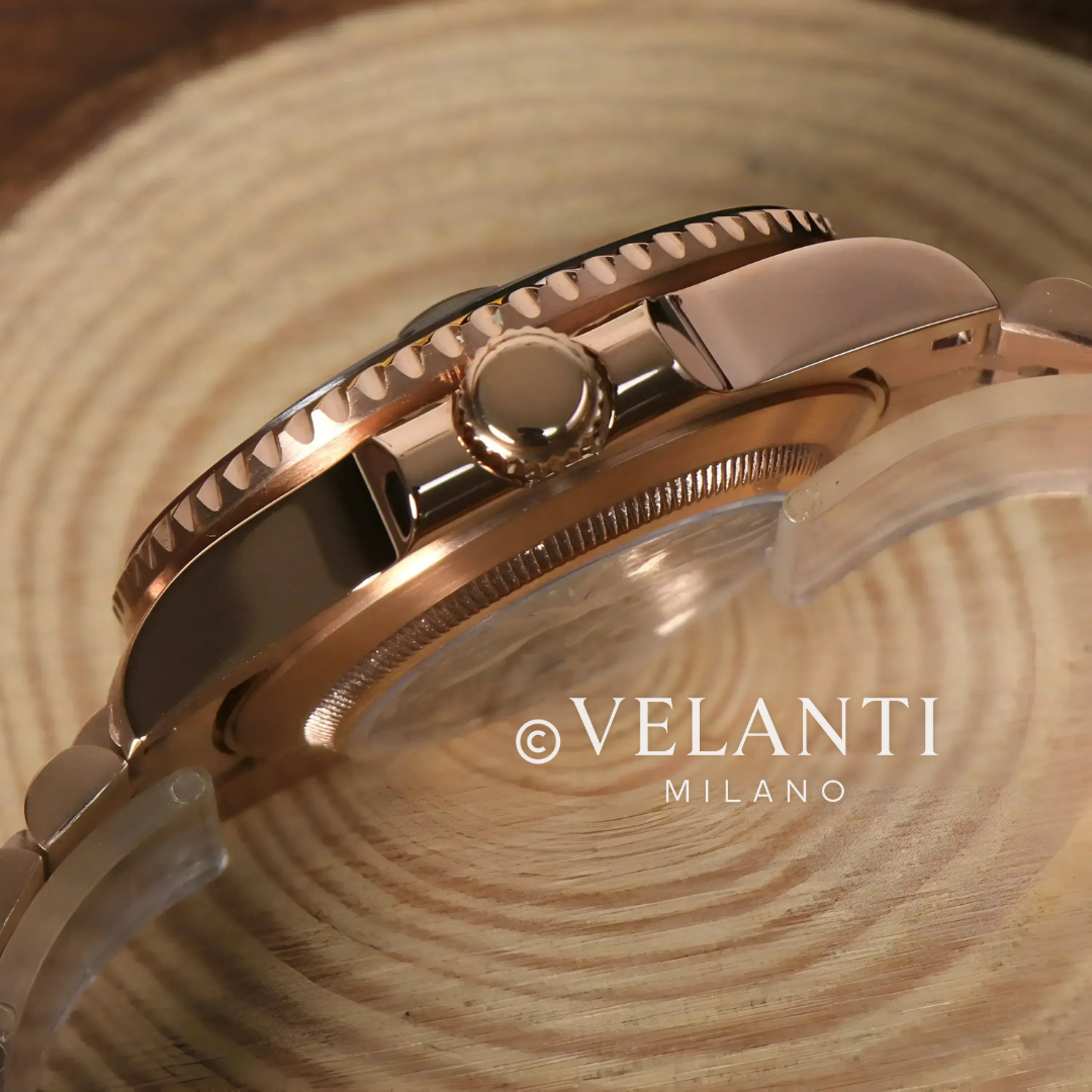 GMT-style automatic watch, Velanti Milano Gmtvel Rose Gold Rootbeer, product photo 4