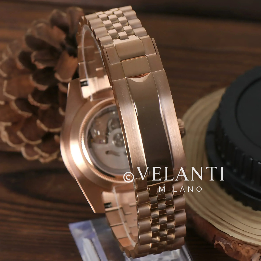GMT-style automatic watch, Velanti Milano Gmtvel Rose Gold Rootbeer, product photo 5