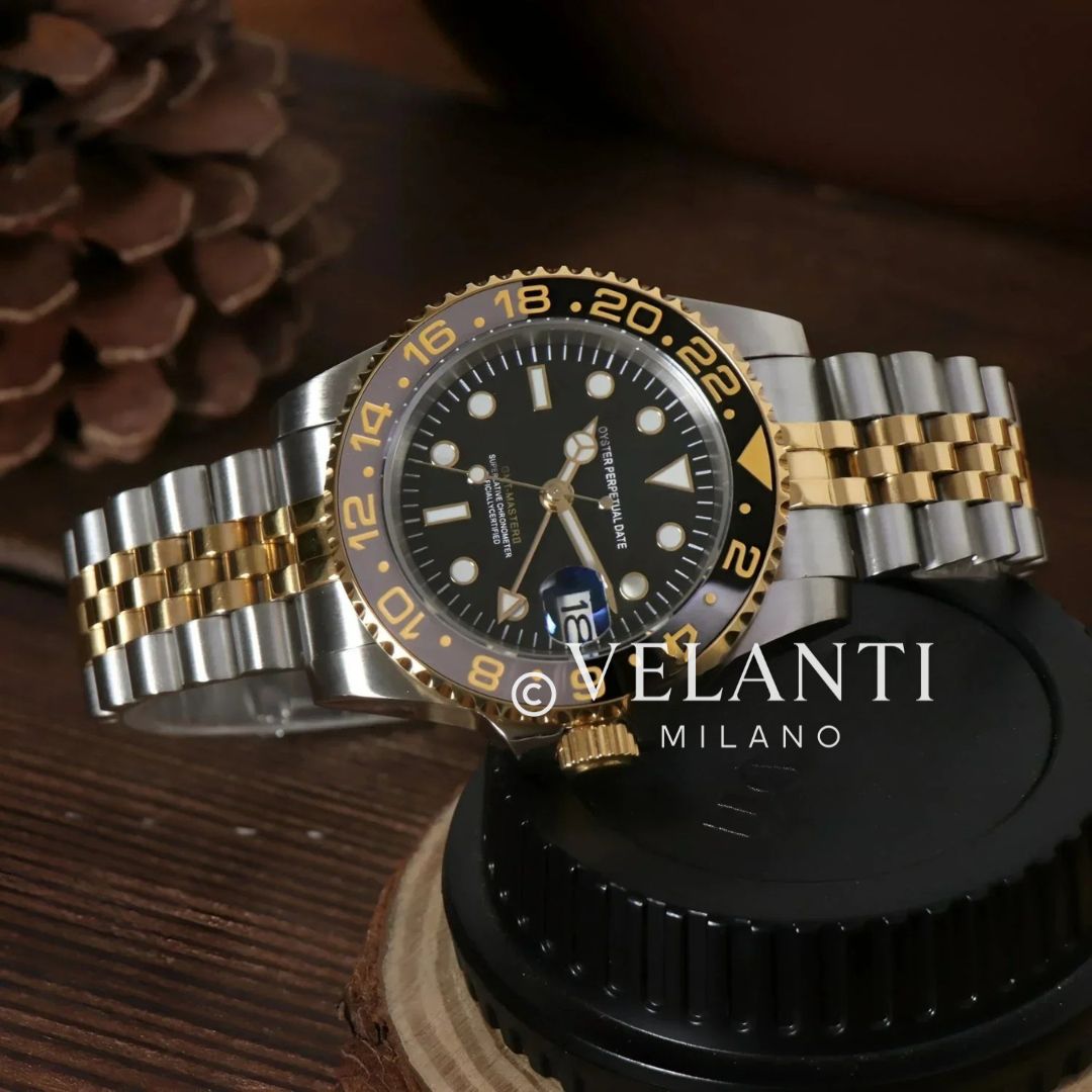 GMT-style automatic watch, Velanti Milano Gmtvel Silver Gold, product photo 2