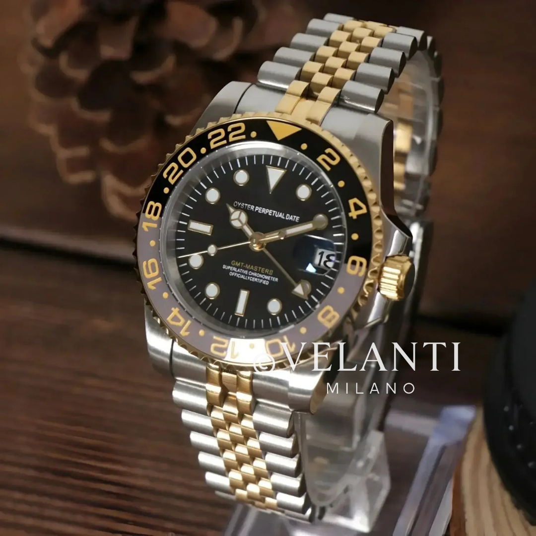 GMT-style automatic watch, Velanti Milano Gmtvel Silver Gold, product photo 3