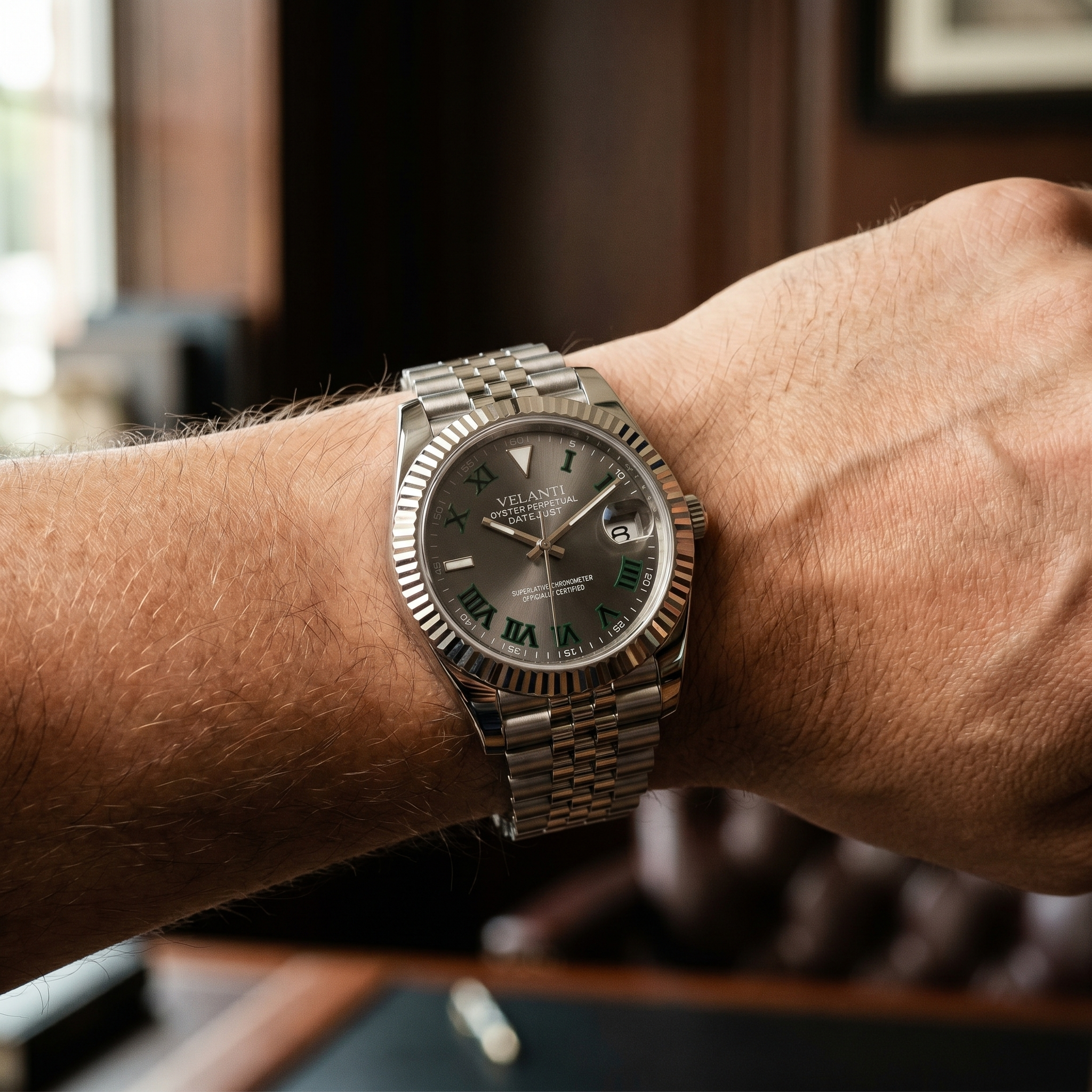 Datejust-style automatic watch, Velanti Milano Veljust Wimbledon, product photo 4