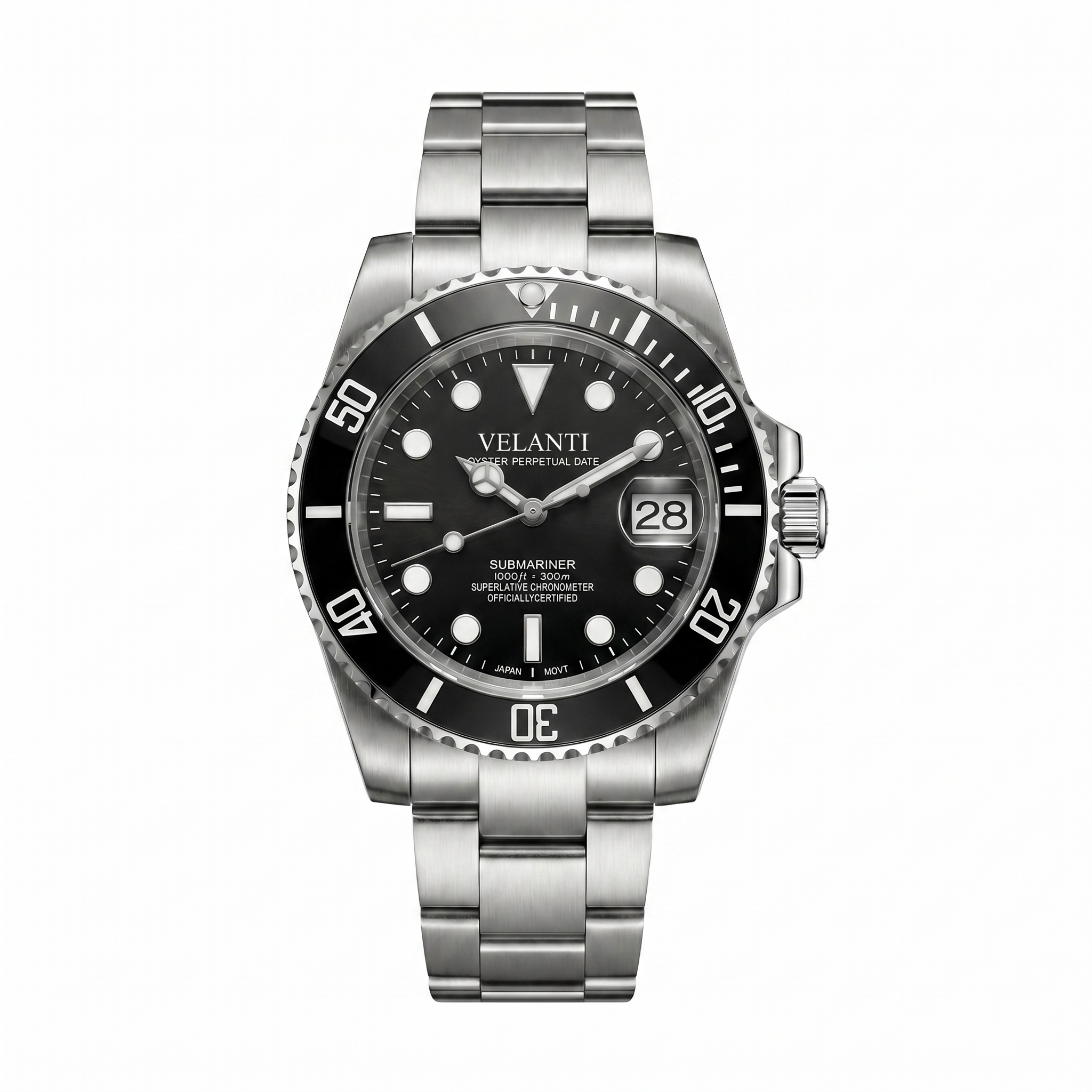 Submariner-style automatic watch, Velanti Milano Velmariner Black, main product photo