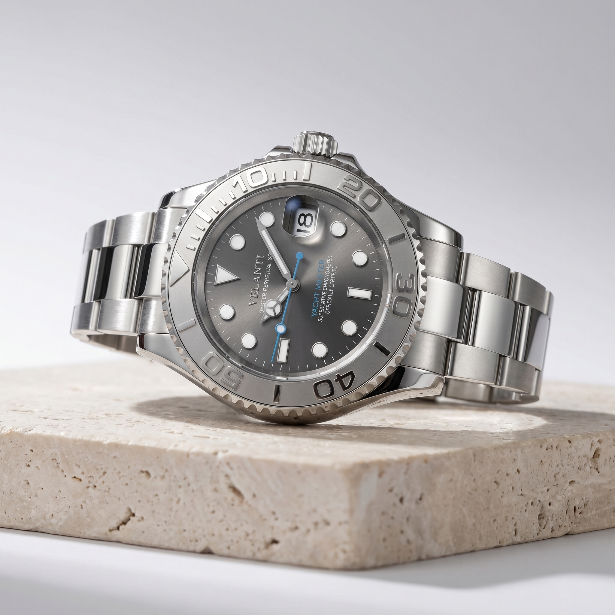 Submariner-style automatic watch, Velanti Milano Velmariner Silver, product photo 2