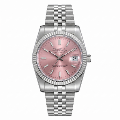 Datejust-style automatic watch, Velanti Milano Veljust Pink, main product photo