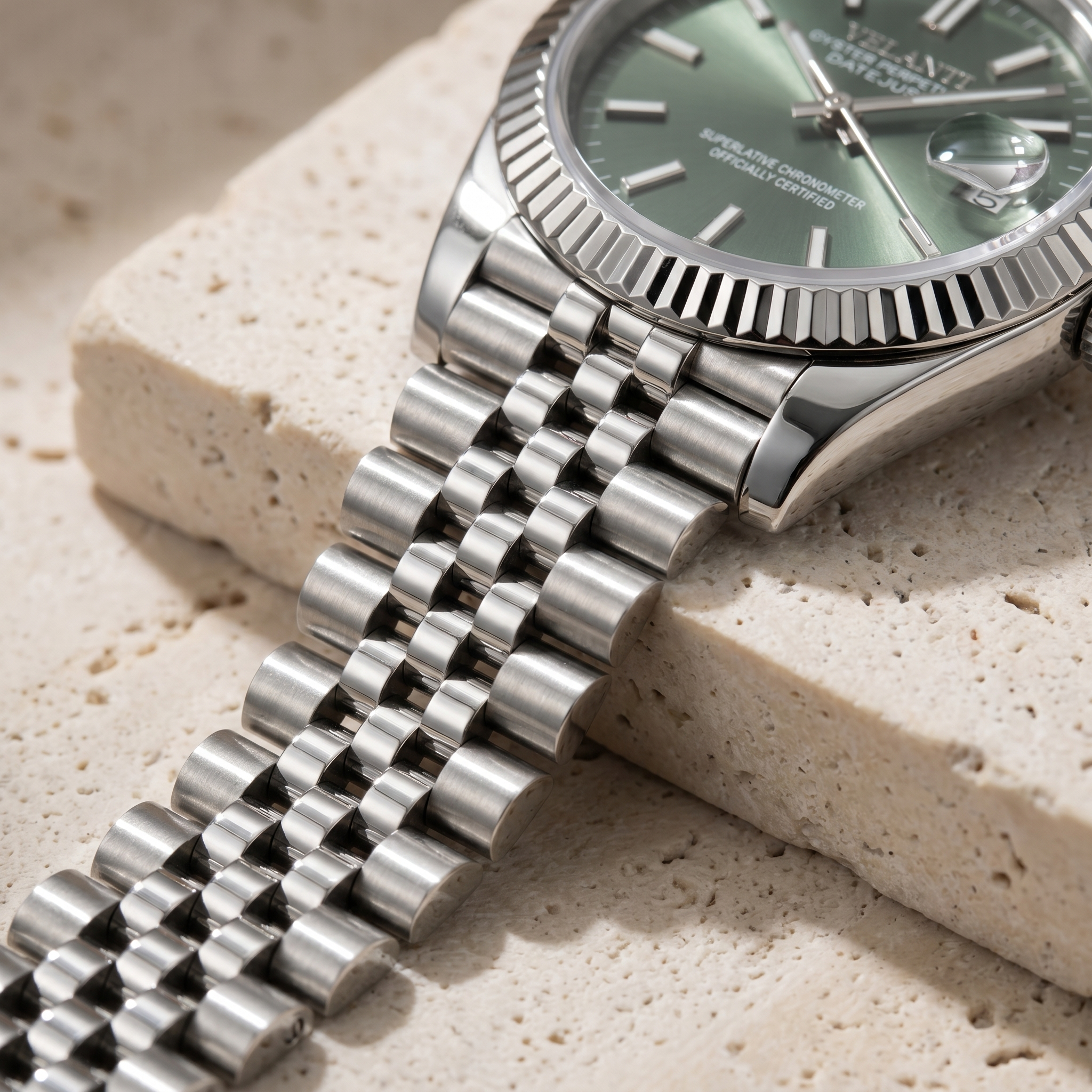 Datejust-style automatic watch, Velanti Milano Veljust Mint Green, product photo 4