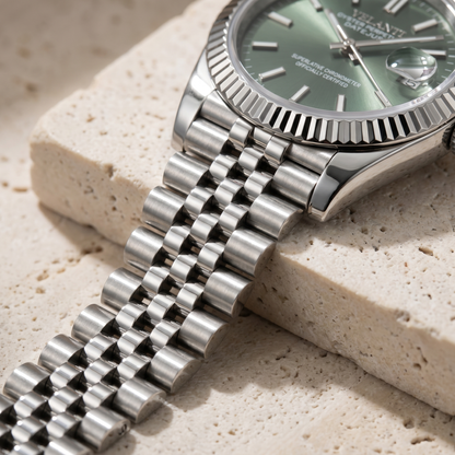 Datejust-style custom mod watch, Velanti Milano Veljust Mint Green, product photo 4