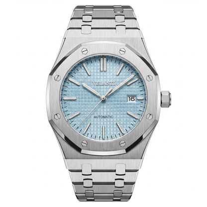 Royal Oak-style automatic watch, Velanti Milano Royal Veloak Ice Blue, main product photo