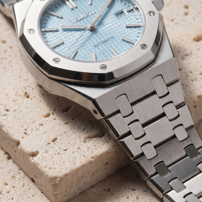 Royal Oak-style automatic watch, Velanti Milano Royal Veloak Ice Blue, product photo 13
