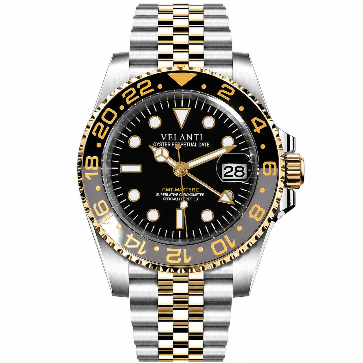 GMT-style automatic watch, Velanti Milano Gmtvel Silver Gold, main product photo