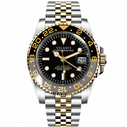 GMT-style automatic watch, Velanti Milano GMTvel Silver - Gold, main product photo