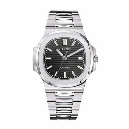 Nautilus-style automatic watch, Velanti Milano Nautvel Black, main product photo