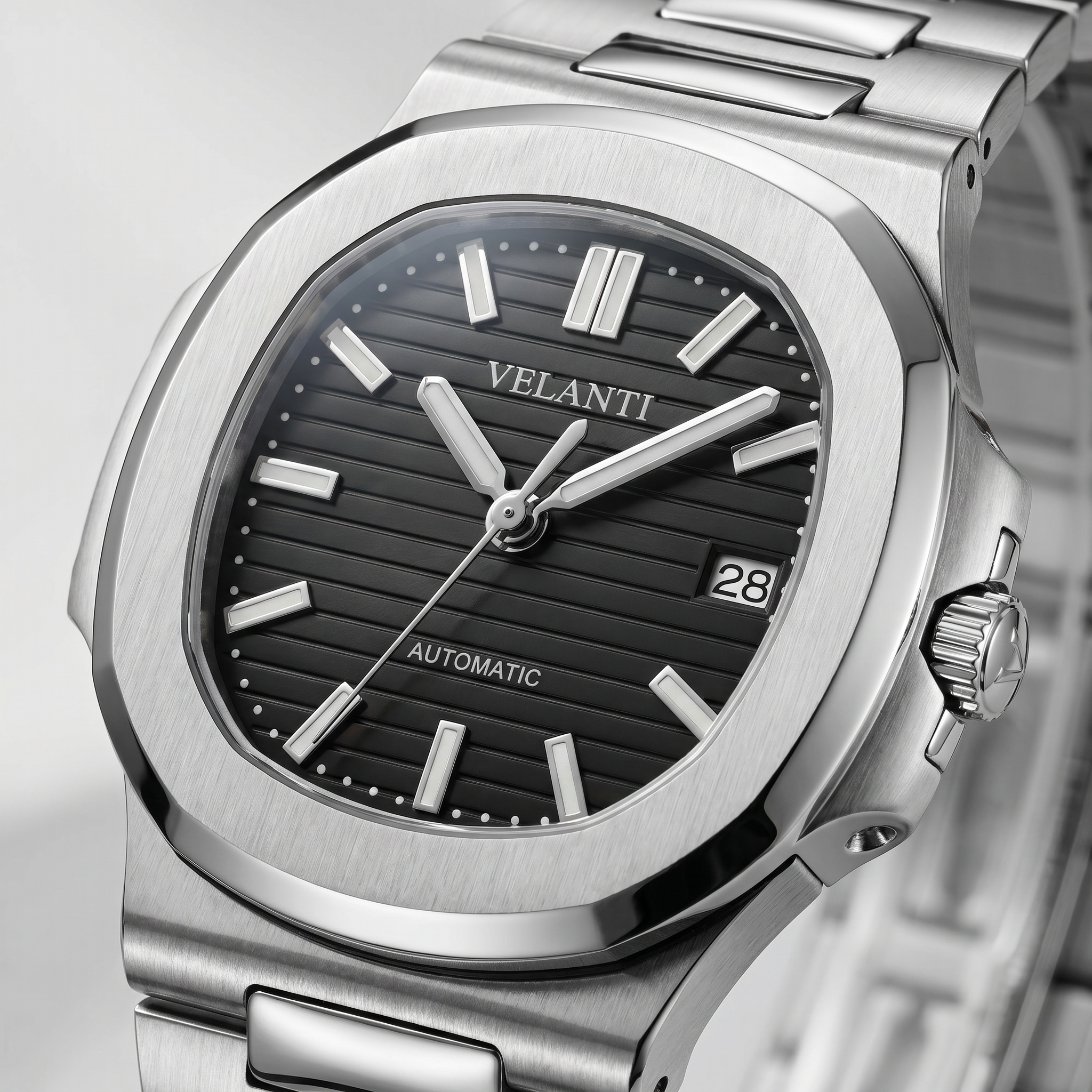 Nautilus-style automatic watch, Velanti Milano Nautvel Black, product photo 6