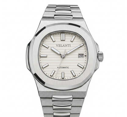 Nautilus-style custom mod watch, Velanti Milano Nautvel Cream, main product photo