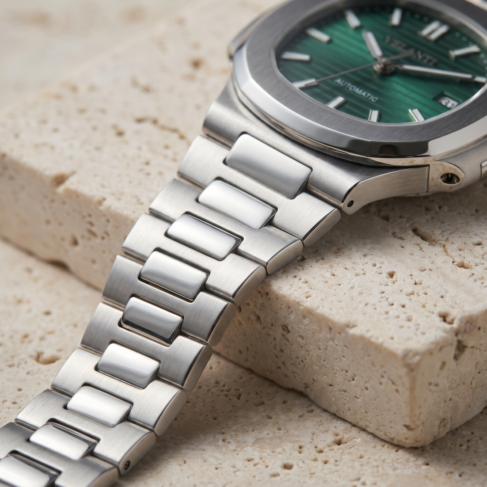 Nautilus-style automatic watch, Velanti Milano Nautvel Metallic Green, product photo 8