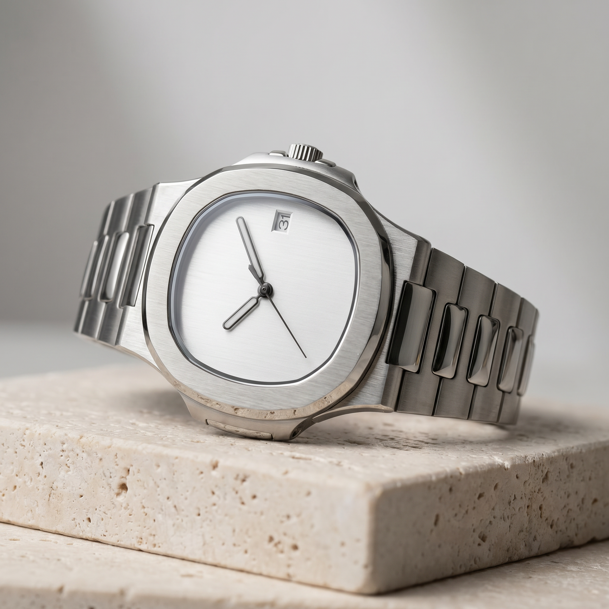 Nautilus-style automatic watch, Velanti Milano Nautvel Minimalist Silver, product photo 2