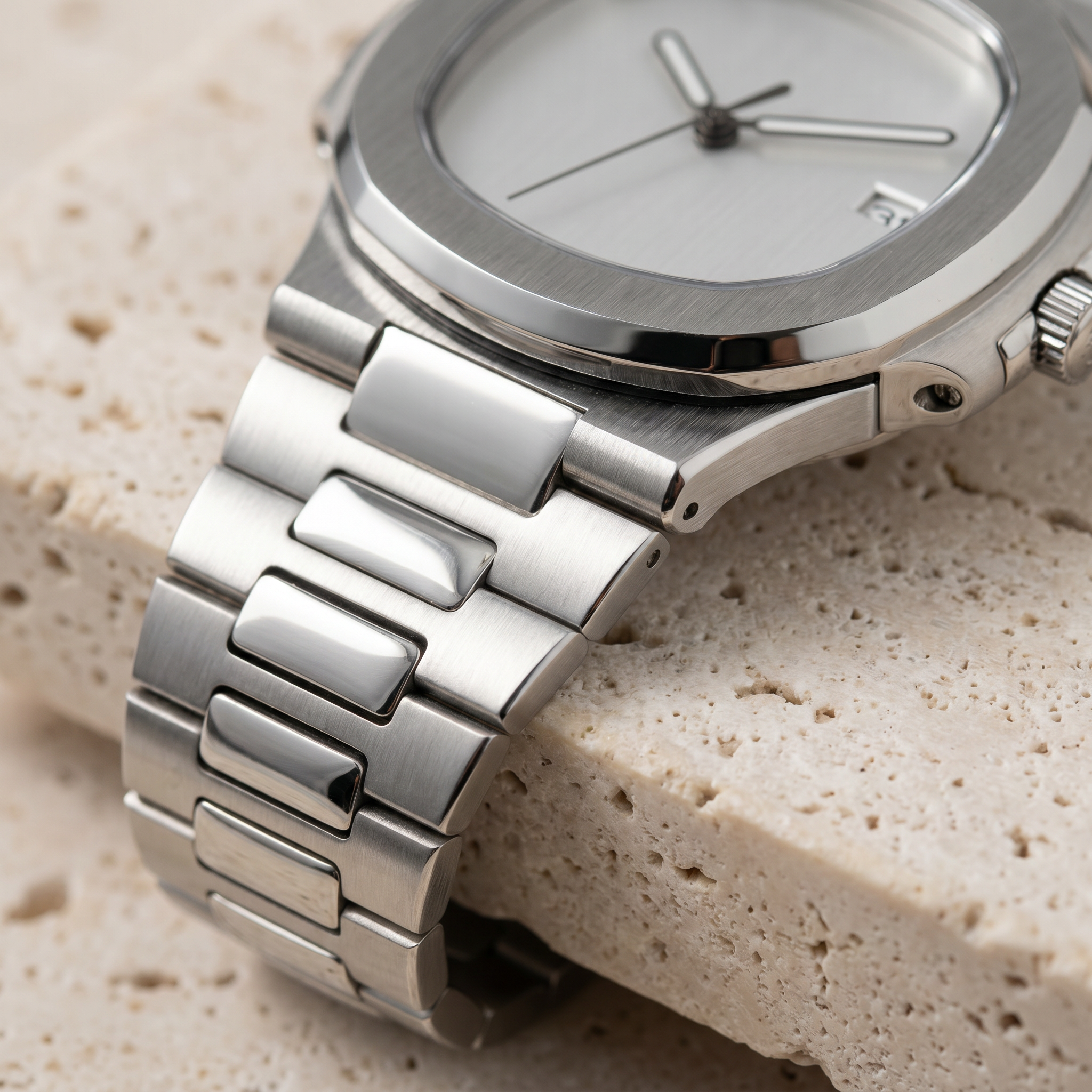 Nautilus-style automatic watch, Velanti Milano Nautvel Minimalist Silver, product photo 4