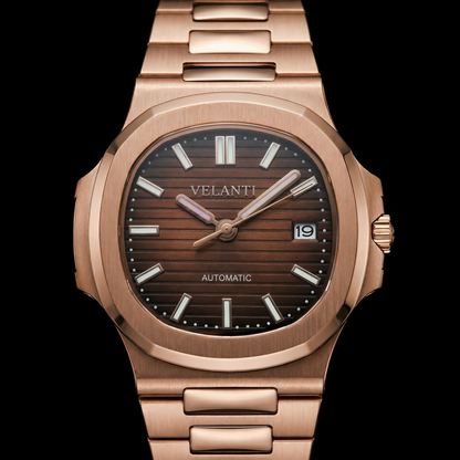 Nautilus-style automatic watch, Velanti Milano Nautvel Rose Gold Brown, product photo 4