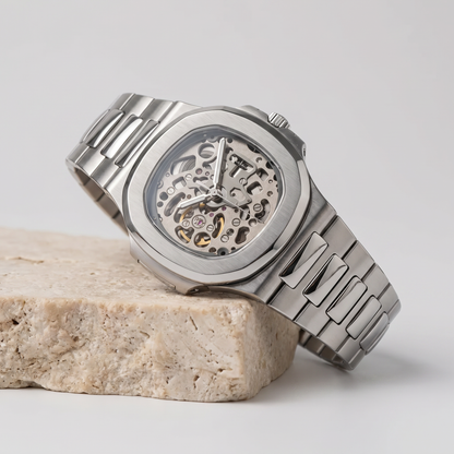 Nautilus-style custom mod watch, Velanti Milano Nautvel Skeleton, product photo 2