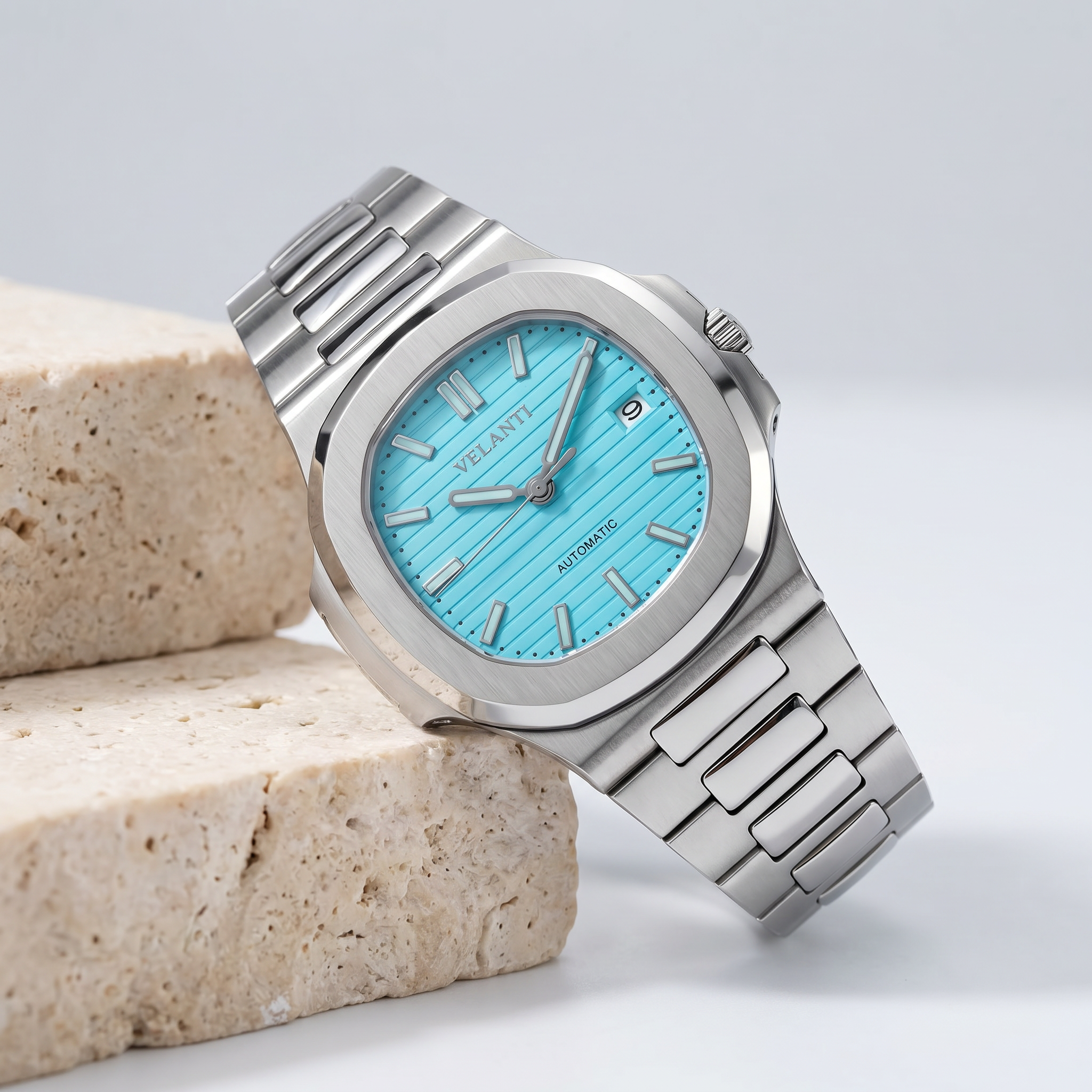 Nautilus-style automatic watch, Velanti Milano Nautvel Tiffany Blue, product photo 2