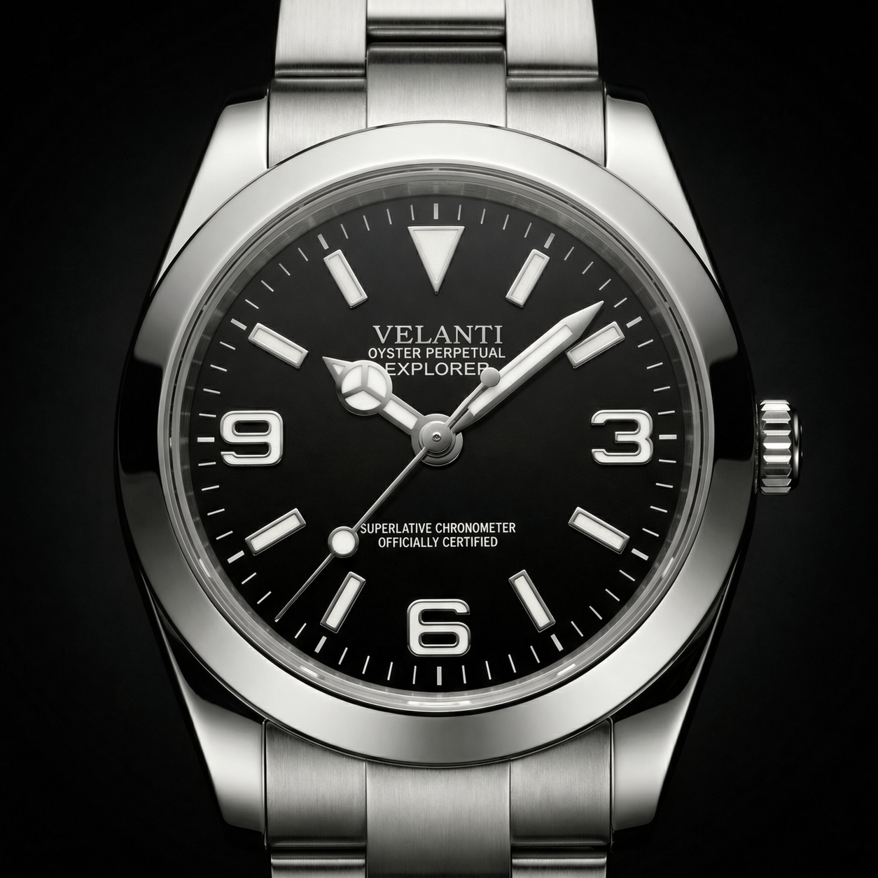 Explorer-style automatic watch, Velanti Milano Oystvel Black, product photo 3