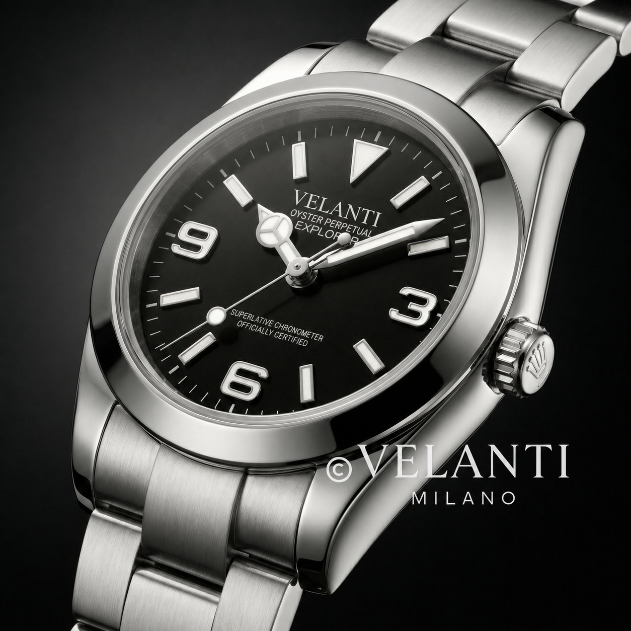 Explorer-style automatic watch, Velanti Milano Oystvel Black, product photo 4