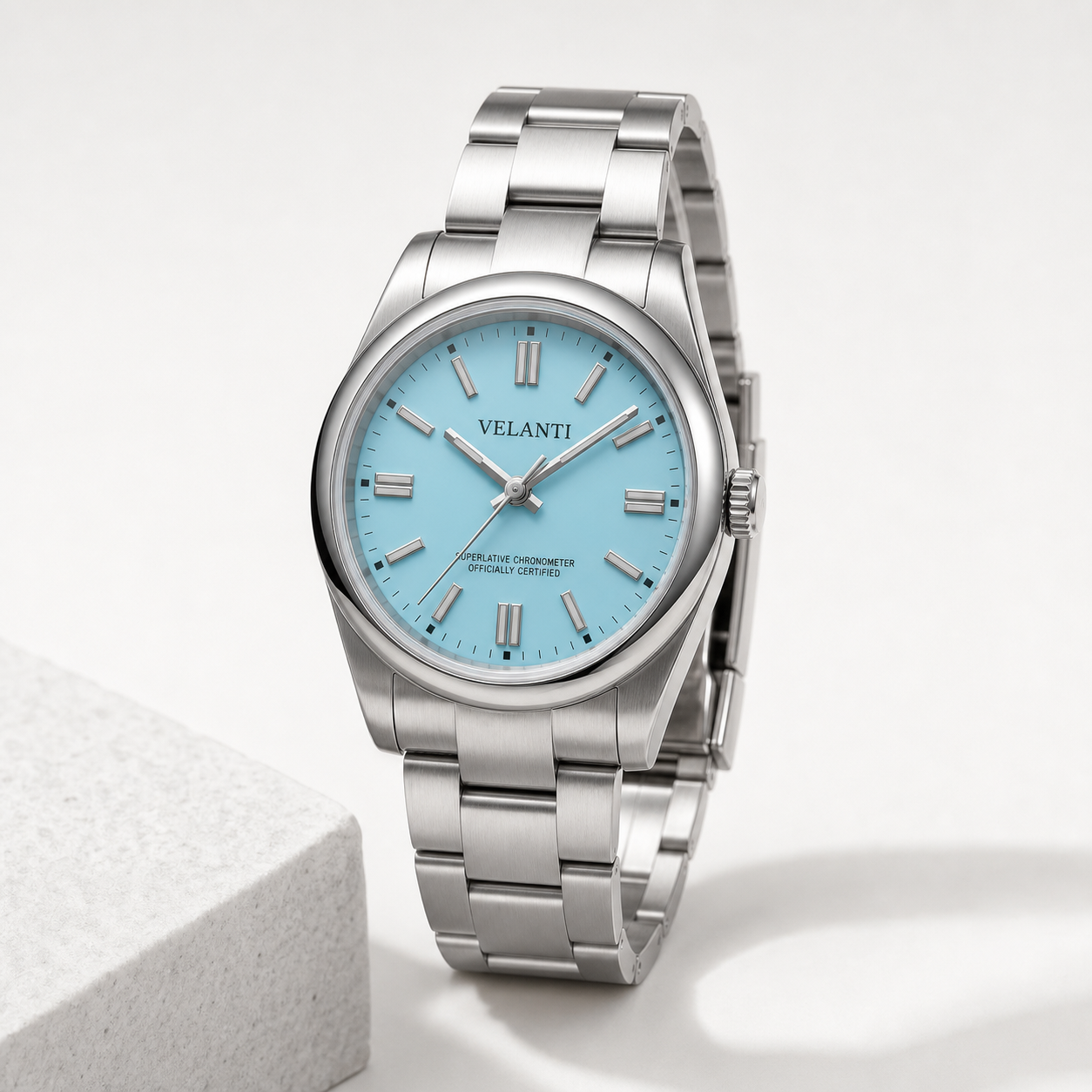 Explorer-style automatic watch, Velanti Milano Oystvel Tiffany Blue, product photo 5