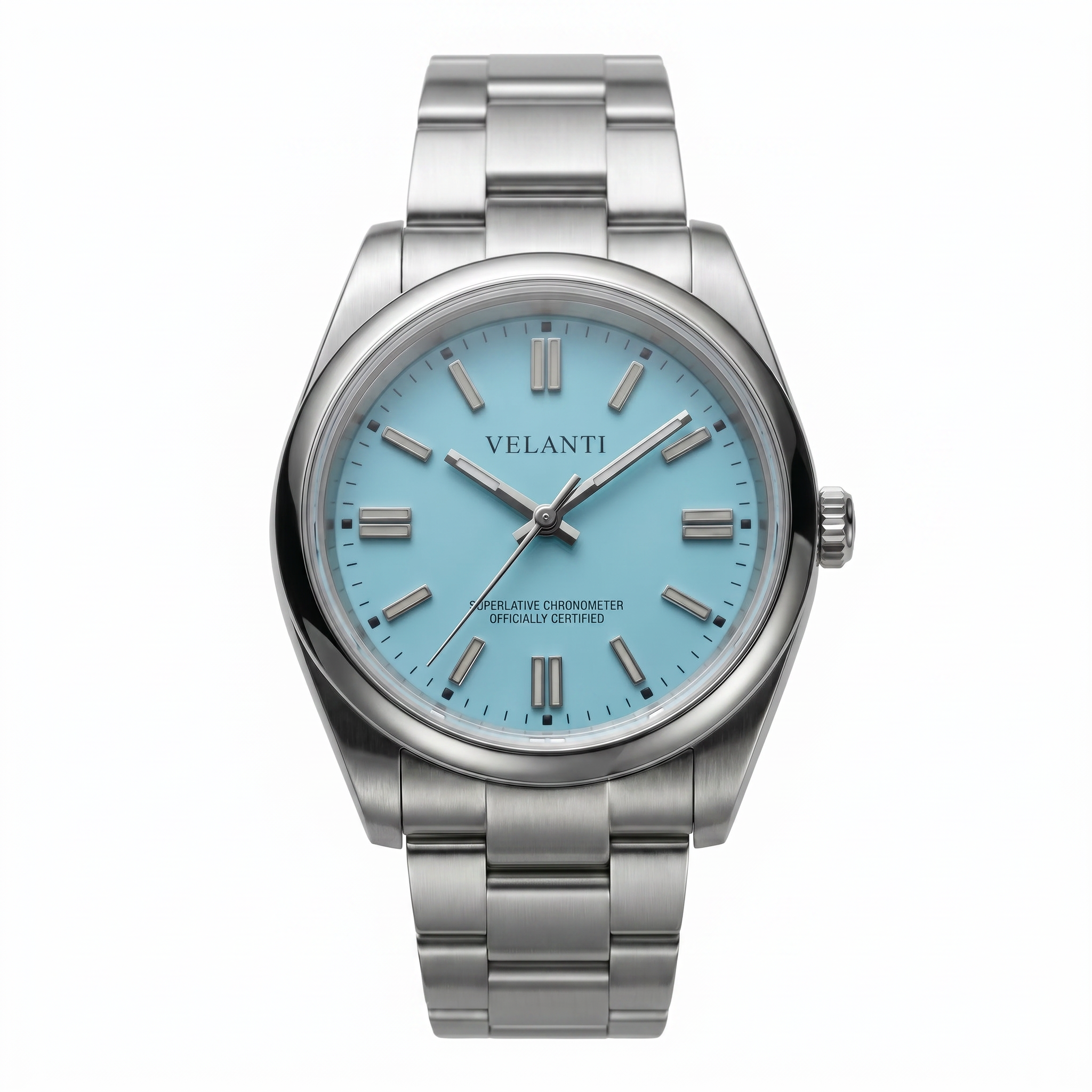 Explorer-style automatic watch, Velanti Milano Oystvel Tiffany Blue, main product photo