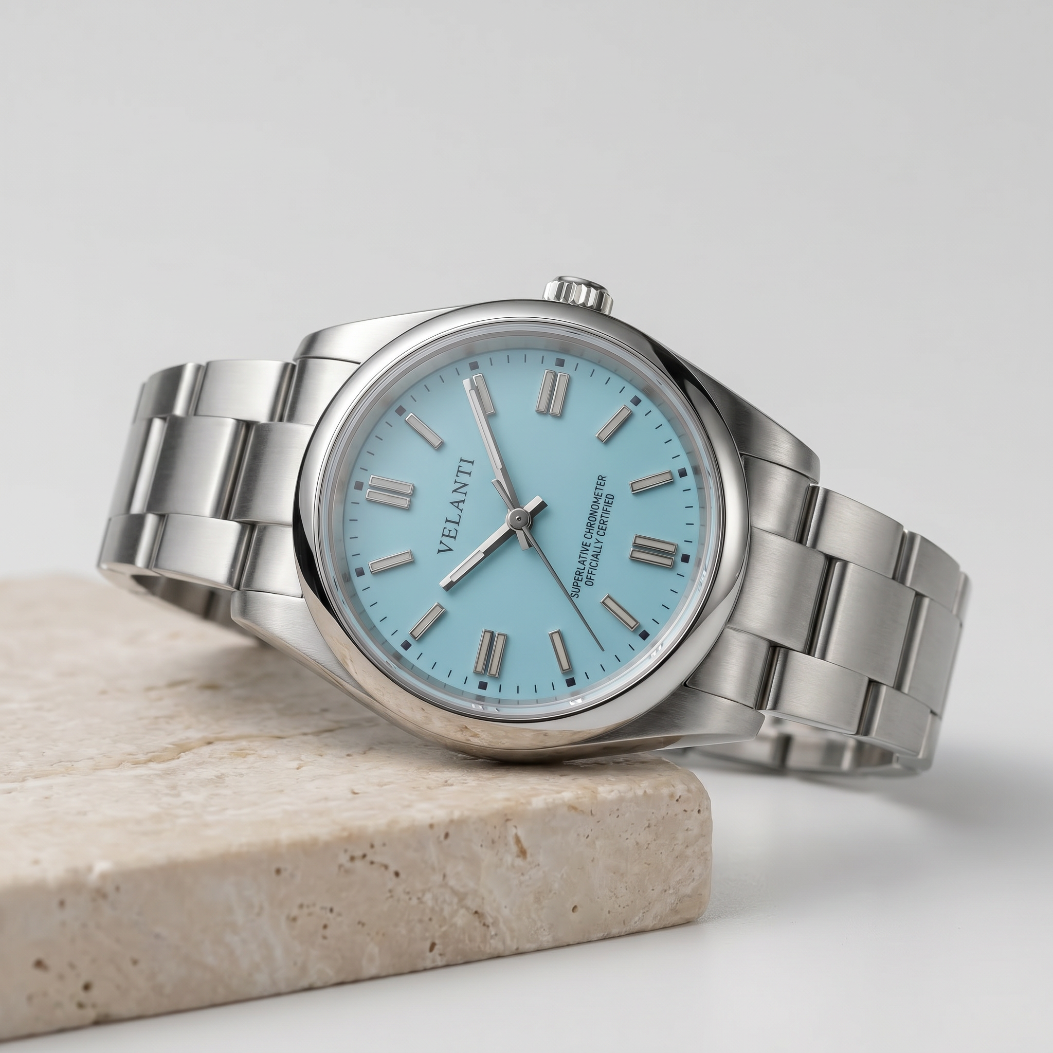 Explorer-style automatic watch, Velanti Milano Oystvel Tiffany Blue, product photo 6
