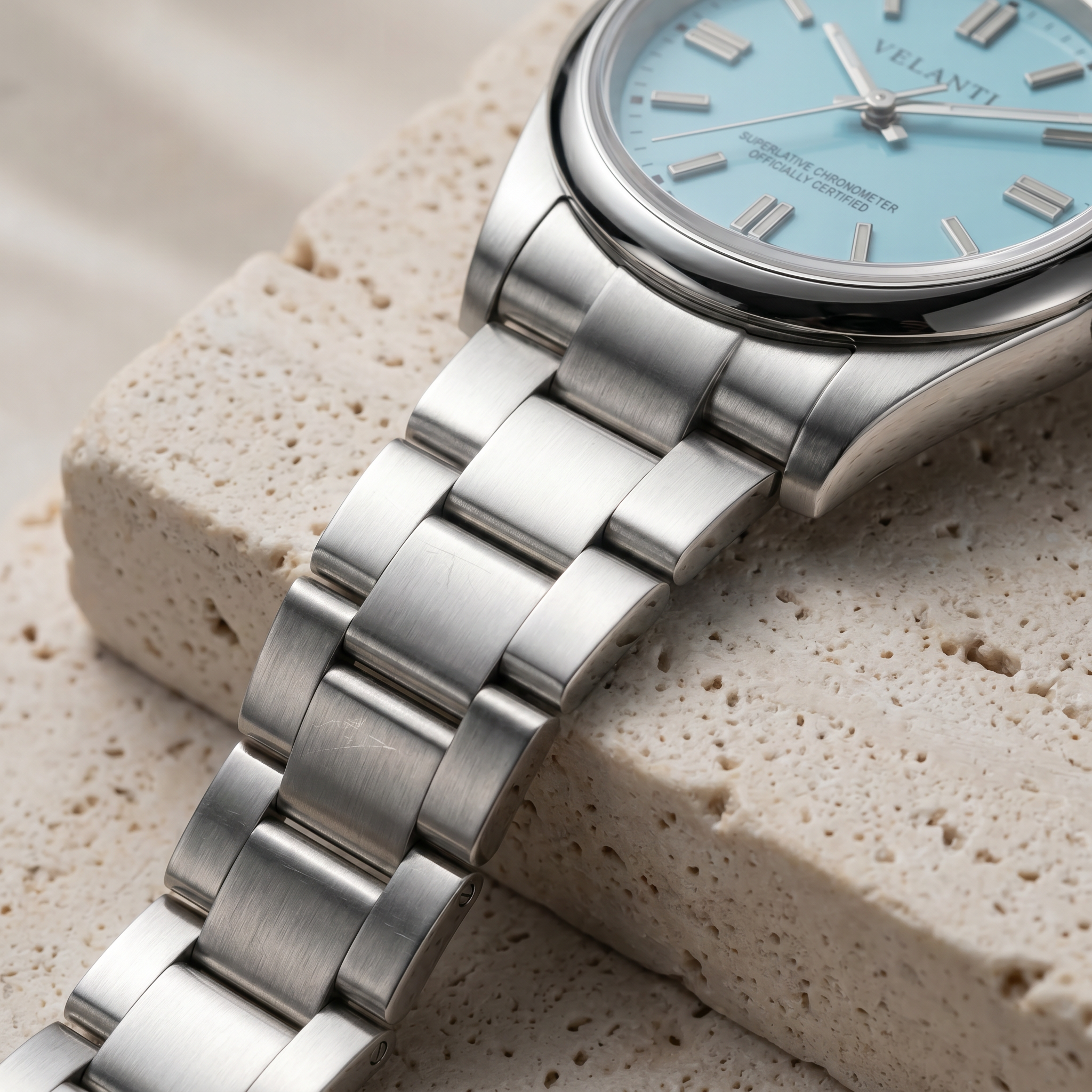Explorer-style automatic watch, Velanti Milano Oystvel Tiffany Blue, product photo 10