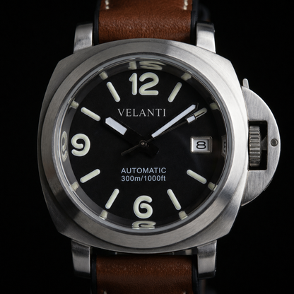 Panerai-style automatic watch, Velanti Milano Panvel Brown Leather, product photo 5