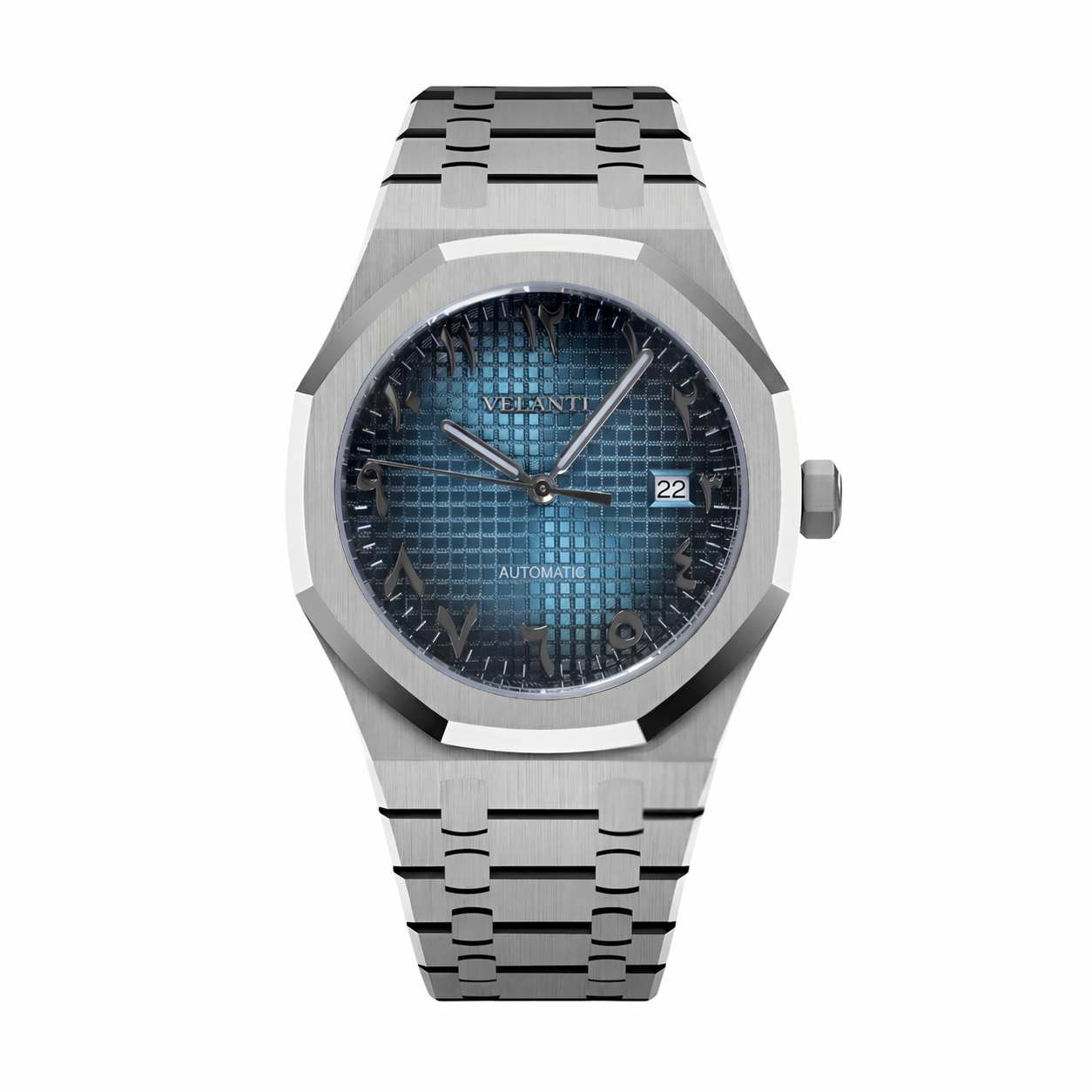 Royal Oak-style automatic watch, Velanti Milano Royal Veloak Arabic Blue, main product photo