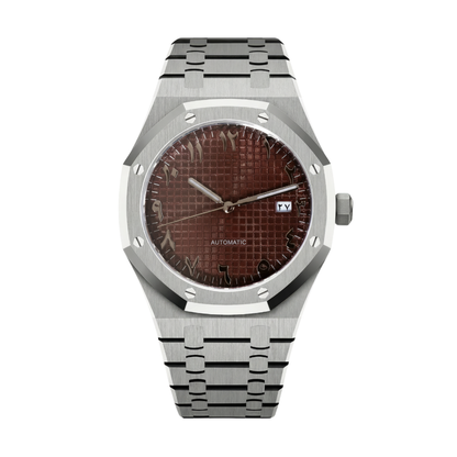 Royal Oak-style automatic watch, Velanti Milano Royal Veloak Arabic Brown, main product photo
