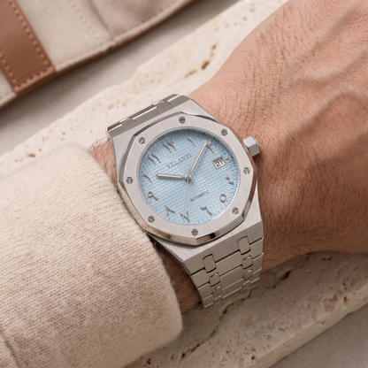 Royal Oak-style automatic watch, Velanti Milano Royal Veloak Arabic Ice Blue, product photo 5